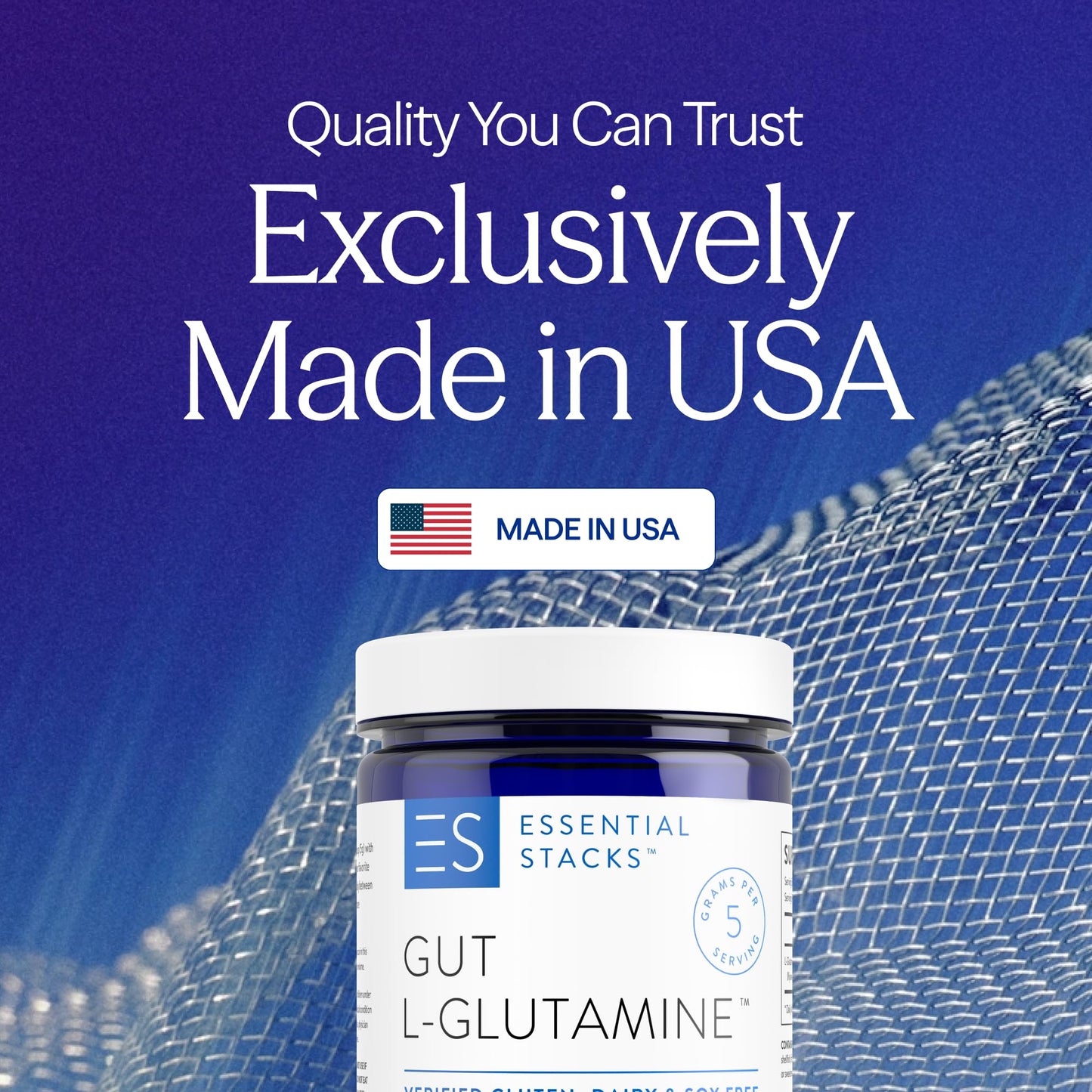 Essential Stacks Gut L-Glutamine Powder - Exclusively Made in USA - Pure L Glutamine Powder for Gut Health (60 Servings, Unflavored) Essential StacksBuy Supplements Australia