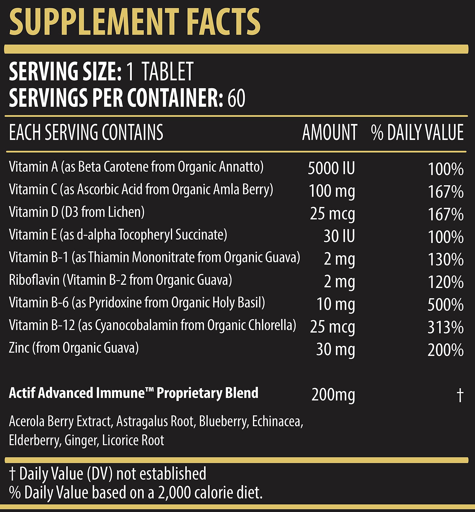 Actif Advanced Immune Support with 10+ Factors for Immunity Booster - 100% Natural, Non-GMO, 60 count ACTIF buy supplements Au