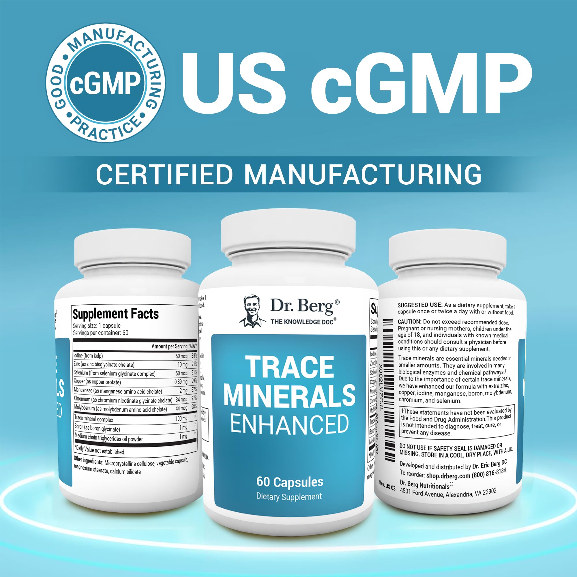 Dr. Berg Trace Minerals Enhanced Complex - Complete with 70+ Minerals Including 10 mg of Zinc - Dietary Supplement - 60 Capsules Dr. Berg NutritionalsBuy Supplements Australia