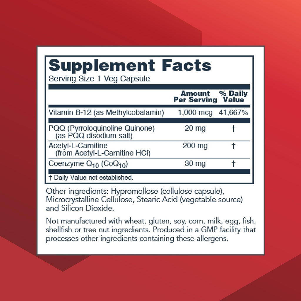 PROTOCOL FOR LIFE BALANCE PQQ Complex - Mitochondrial Health - with CoQ10 & L Carnitine - B Vitamin - Supplement for Energy - 30 Veg Caps PROTOCOL FOR LIFE BALANCE buy supplements Au