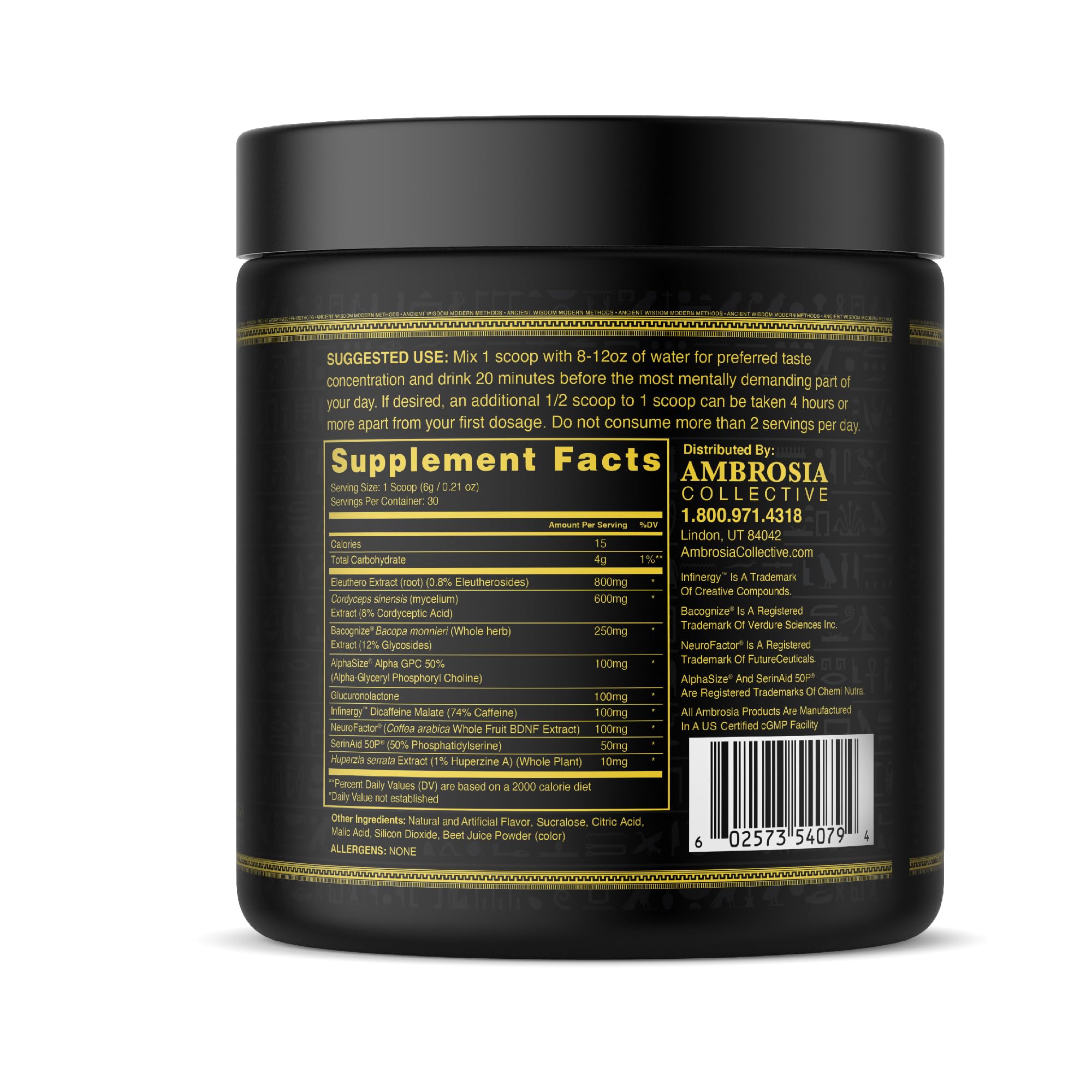 Ambrosia Mental Jewels Nootropic Brain Supplement Powder | Alpha GPC, Bacopa & Phosphatidylserine | Memory, Focus & Concentration Support | 30 Servings | Cherry Limeade AmbrosiaBuy Supplements Australia
