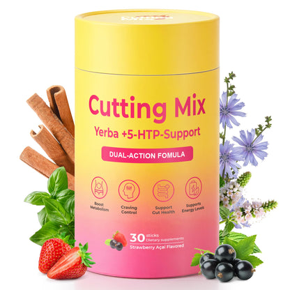 BOSNETHUINH Cutting Drink Mix – Satiety & Metabolism Support | Berberine, Chromium, FOS, Yerba Mate & 5-HTP | Gut Health & Energy