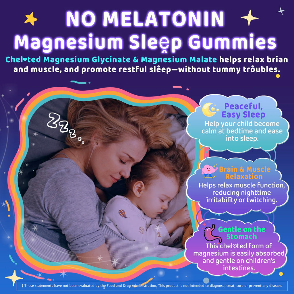Kids Sleep Gummies, NO Melatonin Sleep Aid Gummies w/ Magnesium Glycinate, Magnesium Malate, L-Theanine, Lavender, B6, Zinc, D3K2 for Restful Sleep, Relax Brain & Muscle, Immune Support, Non-GMO 1Pack ELLAMENTZBuy Supplements Australia