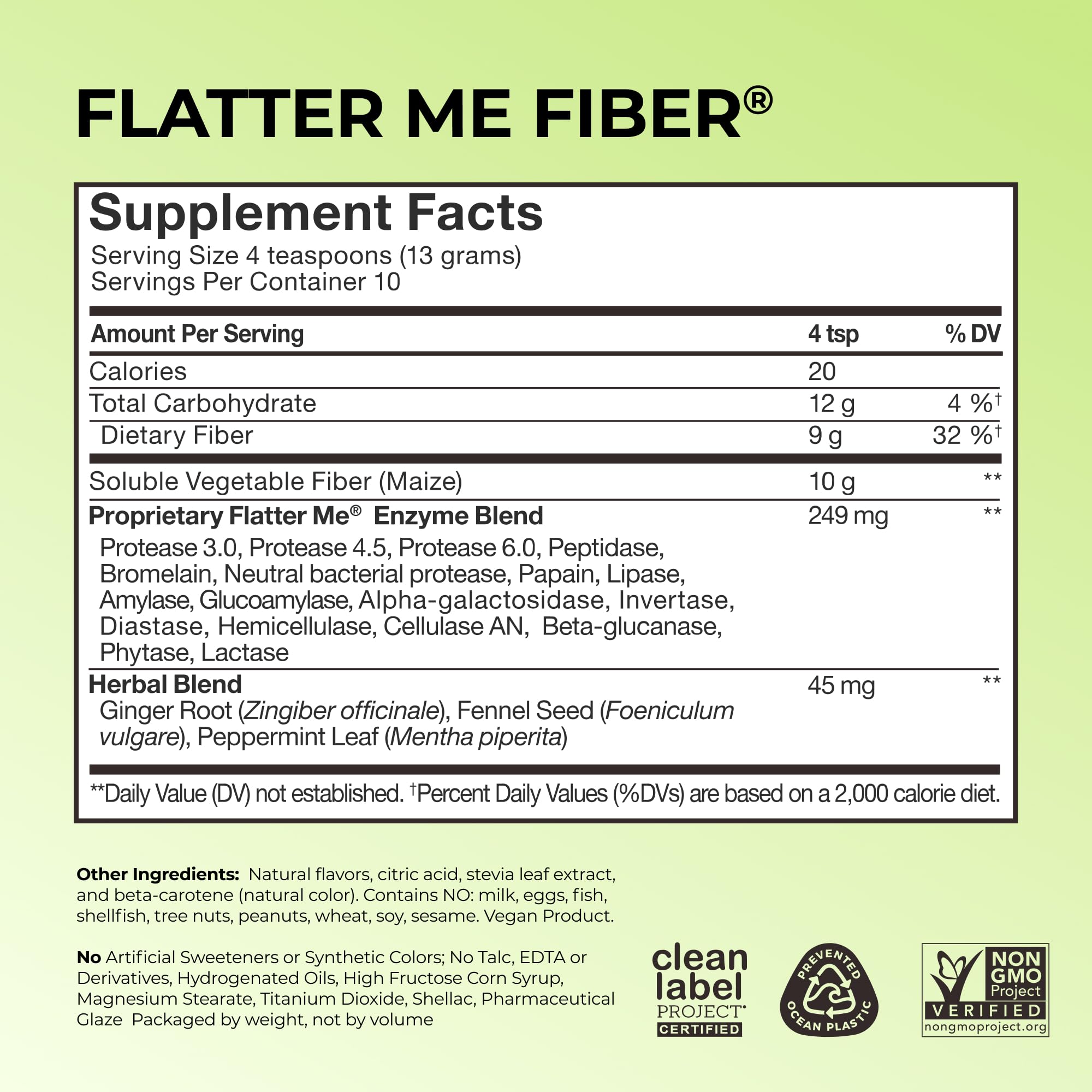 Flatter Me Fiber Booster – Fiber Supplement for Women & Men, Prebiotics & Enzymes for Weight Support, Reduce Bloating