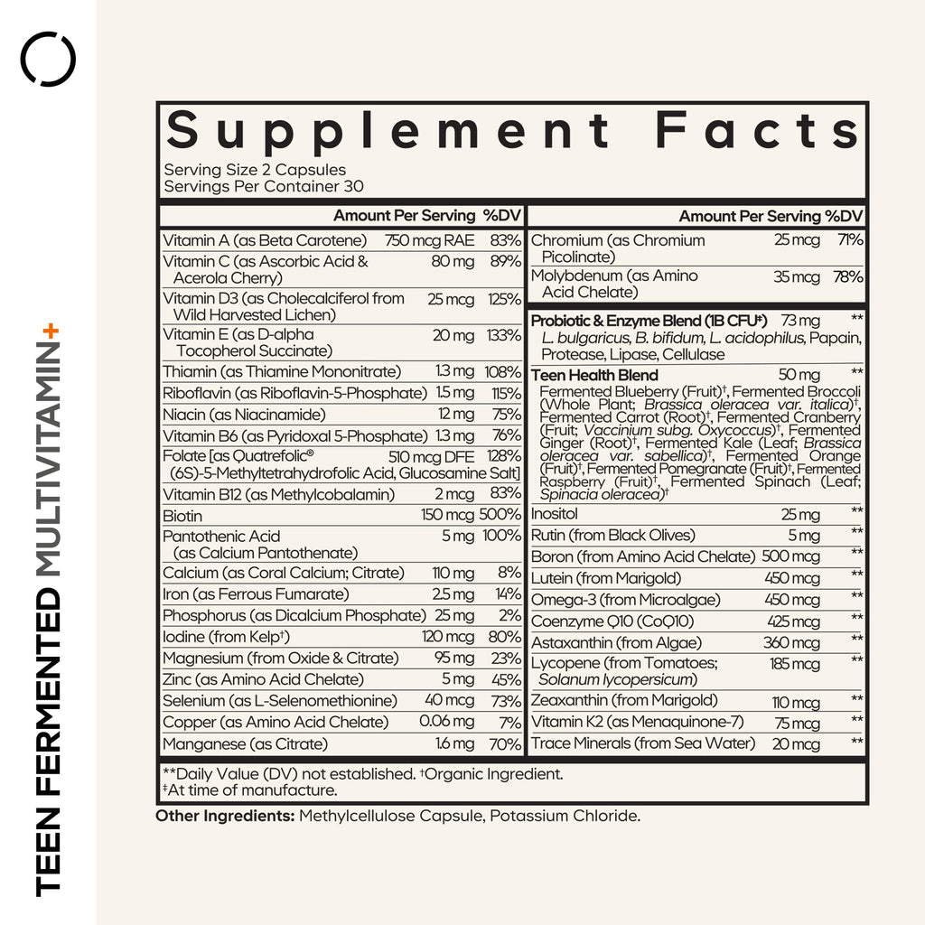 Codeage Teen Multivitamin Supplement – Daily Vitamins and Minerals for Teen Boys and Girls – Organic Whole Food Formula