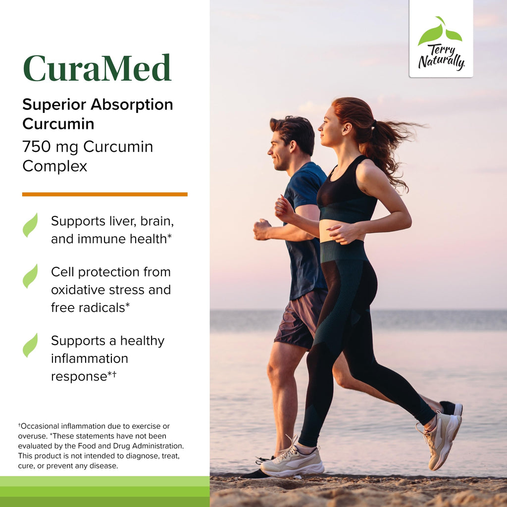 Terry Naturally CuraMed 750mg - Antioxidant Supplement for Brain & Heart Health Support - Dietary Supplement with High-Potency Curcumin Complex - Kidney, Liver & Immune Health Support - 60 Softgels Terry NaturallyBuy Supplements Australia