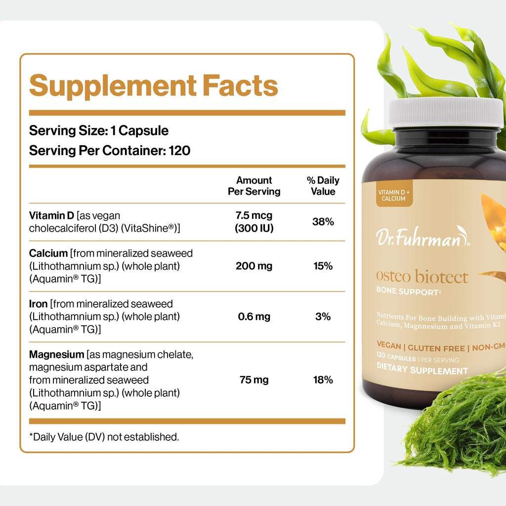 Dr. Fuhrman Osteo Bone Health Supplement | Wholefood Supplement for Women & Men | Vitamin for Bone Density | Organic Vitamin D3, Calcium, Magnesium & K2 | Natural Ingredients | 120 Caps Dr. FuhrmanBuy Supplements Australia