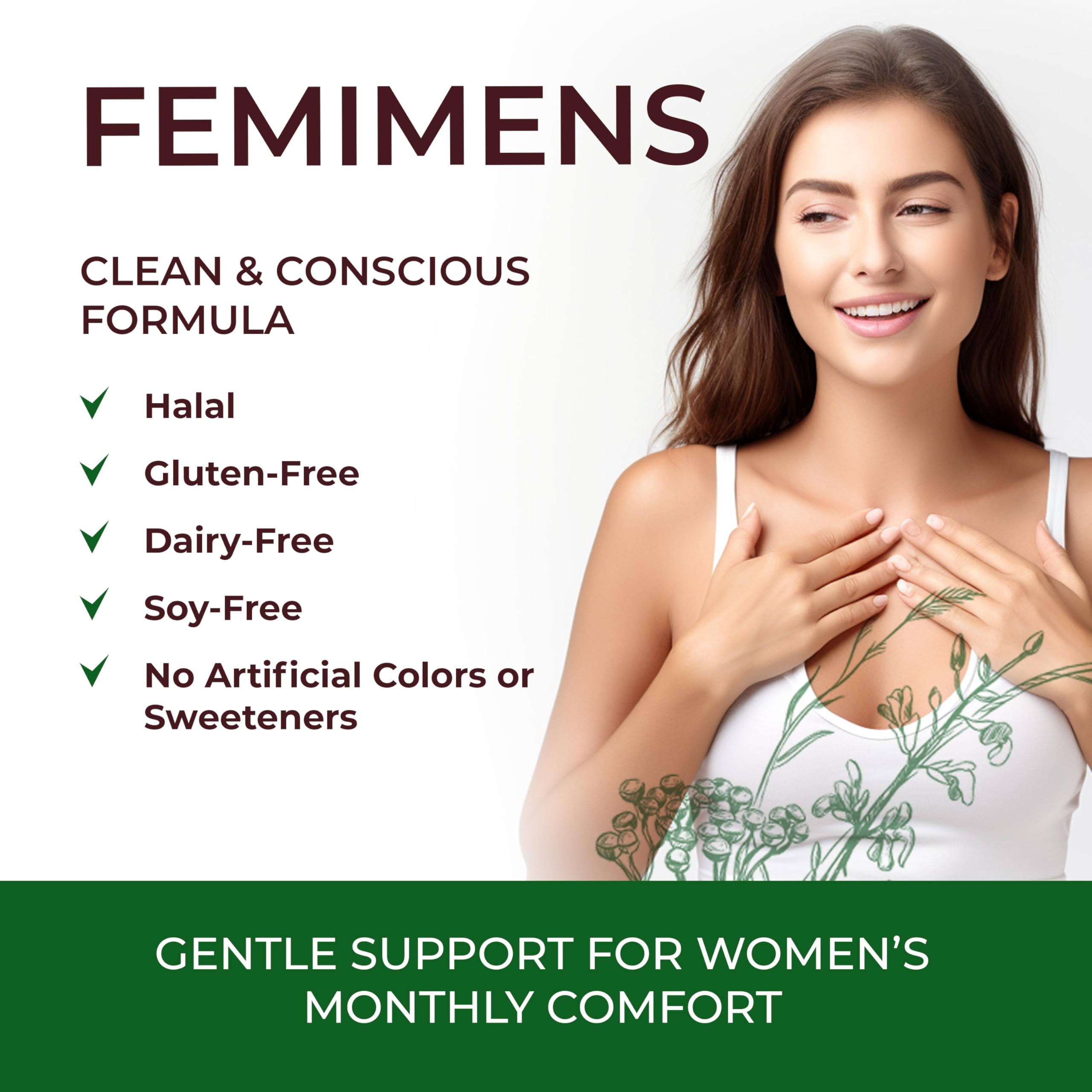 FEMIMENS – PMS Support Supplement for Women – PMS Relief for Women & Menstrual Cramp Relief – Hormonal Balance for Women – Chasteberry Vitex, Ashwagandha, Ginger, Fenugreek – 120 Vegan Capsules Ananta Medicare USABuy Supplements Australia