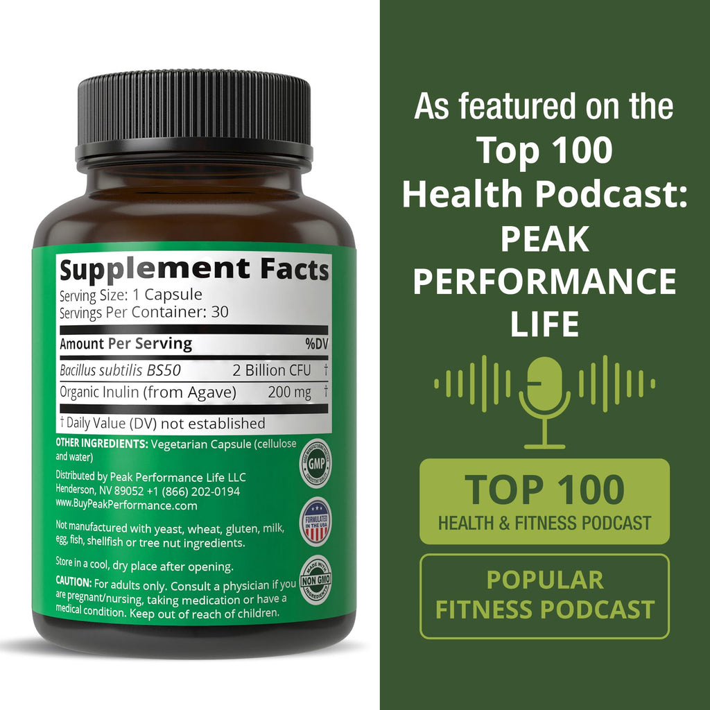 Bloat and Gas Probiotic - Proven Relief with Clinically Studied Bacillus Subtilis BS50 + Prebiotic Fiber - Fast Acting Anti Bloating Pills Supplement