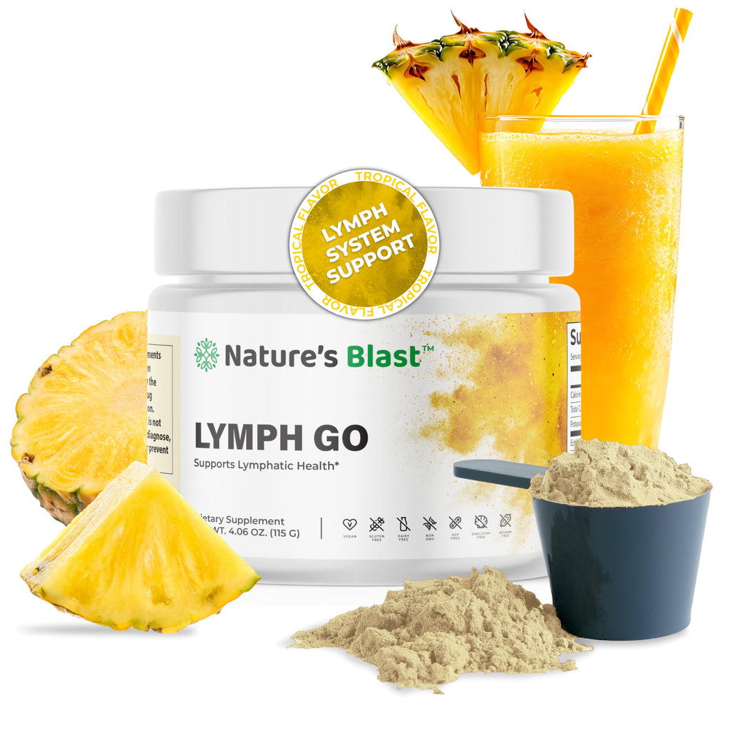 Lymph Go - Lymphatic Drainage Supplement for Women & Men - Lymph System Support - with with Bromelain, Echinacea, Burdock Root, Dandelion, Rutin, Kelp & More - 4.06 Oz - 30 Servings - Tropical Flavor NATURES BLAST buy supplements Au