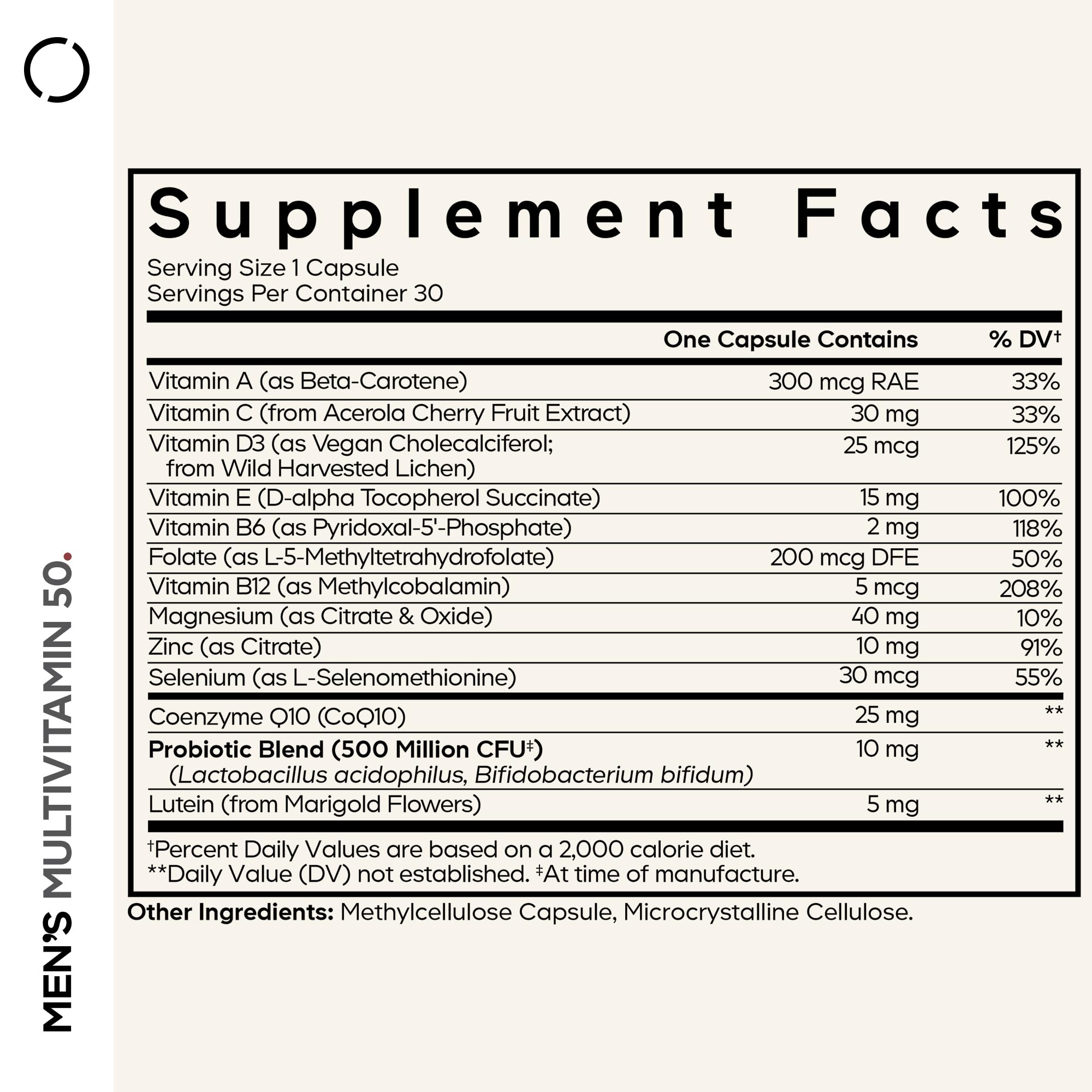 Codeage Men's Multivitamin 50 - Essential Vitamins & Minerals for Men Over 50 - Daily Multivitamins for Men Supplement - Vitamin A, C, D3, E, B6, B1, CoQ10, Probiotics, Lutein - Non-GMO - 30 Capsules CodeageBuy Supplements Australia