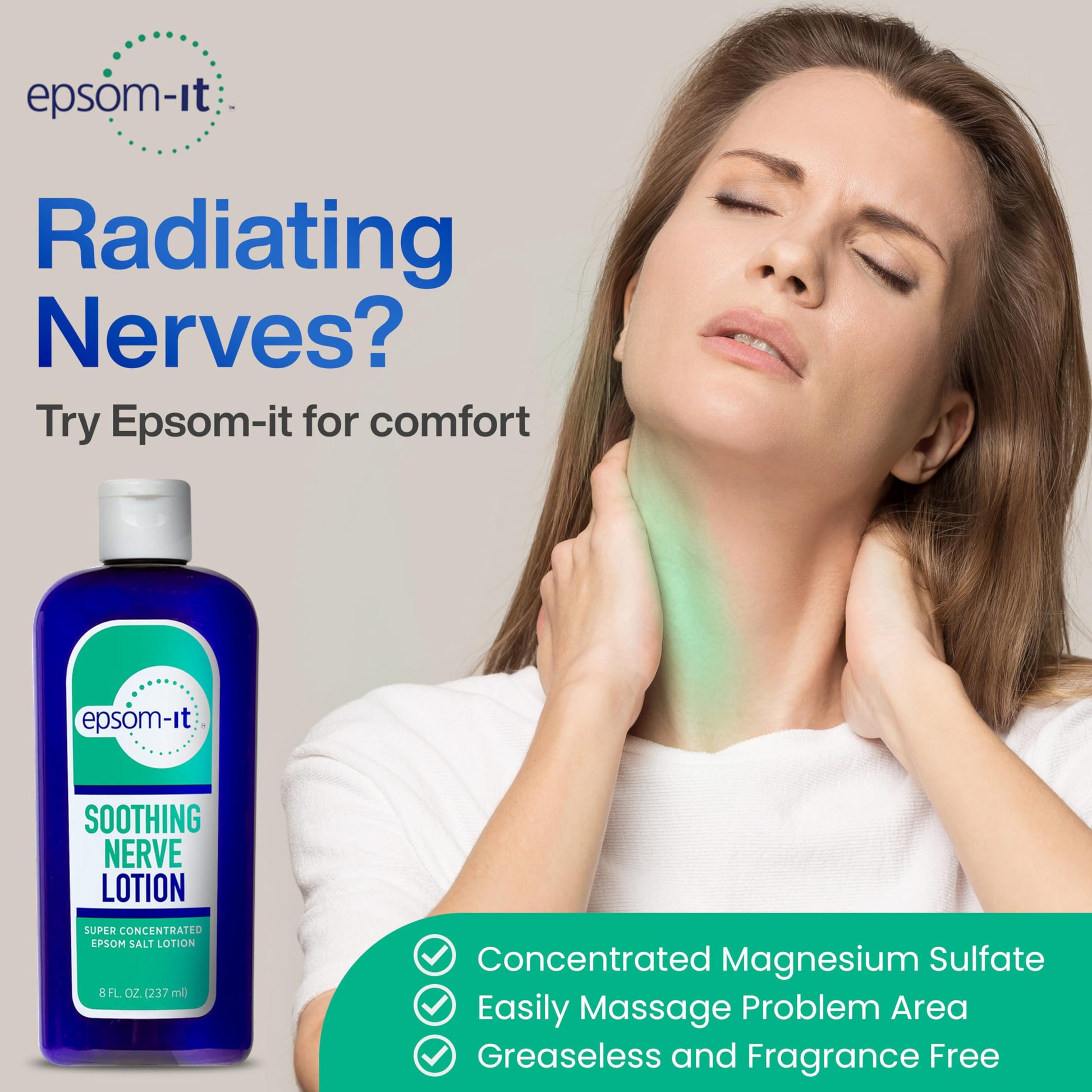 Epsom-It Soothing Nerve Lotion - Epsom Salt Magnesium Lotion, Topical Magnesium Cream with Capsaicin & Arnica to Provide Comfort for Legs, Knee and Feet, 8.0 oz., 2-Pack EPSOM-ITBuy Supplements Australia