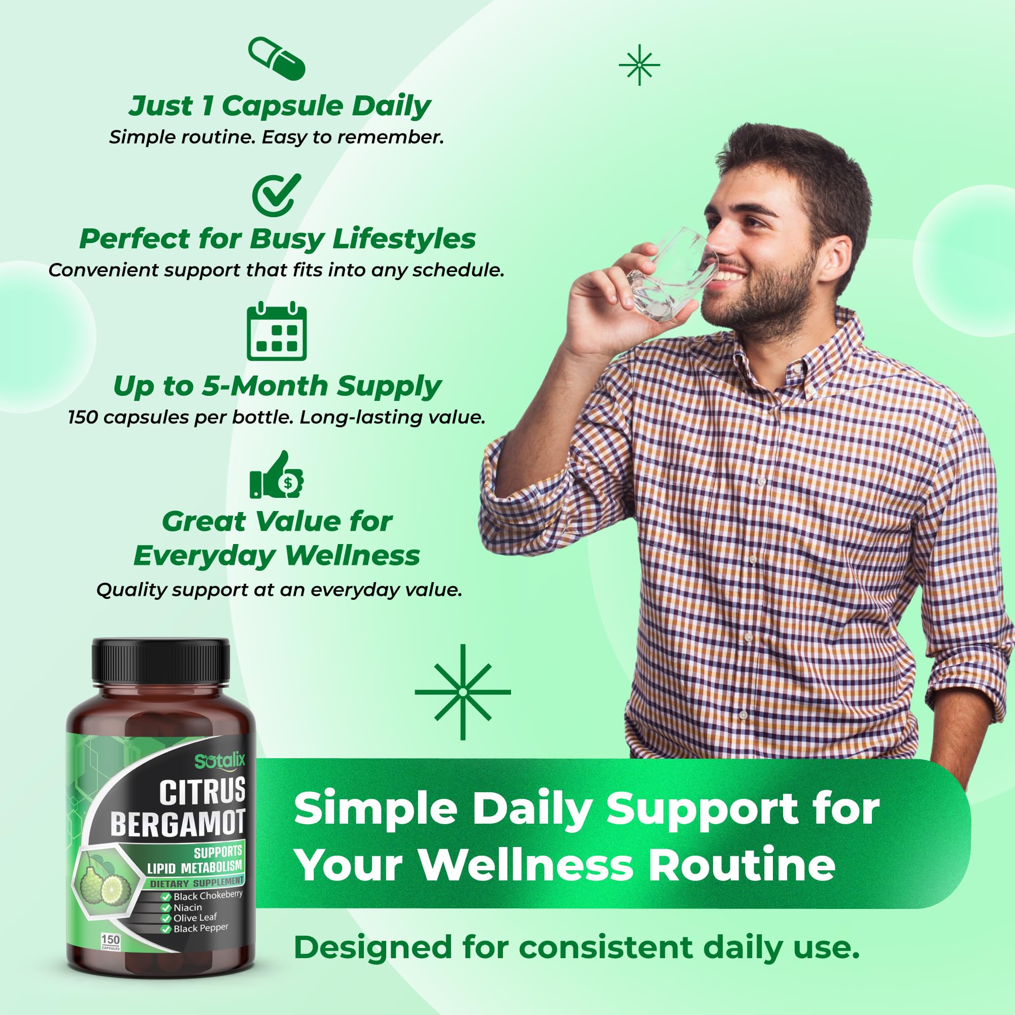 Premium Citrus Bergamot Organic Bergamot Supplement with Niacin Black Chokeberry Olive Leaf Black Pepper