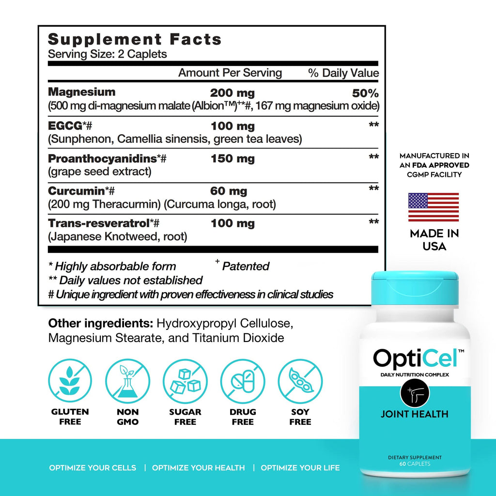 OptiCel Joint Health - Joint Support Supplement, Promotes Easy Movement, Joint Pain Supplement, Supports Muscle Health & Mobility, All Natural, Plant-Based & Non-GMO, 60 Capsules OptiCelBuy Supplements Australia