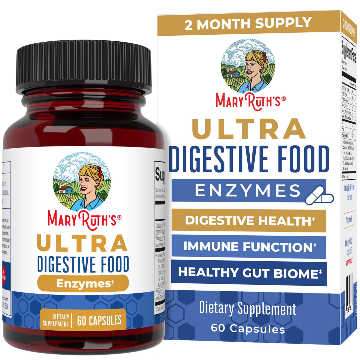 MaryRuth Organics Ultra Digestive Enzymes Capsules | Up to 2 Month Supply | Supplement for Gut Health Support | Digestion & Immune Support