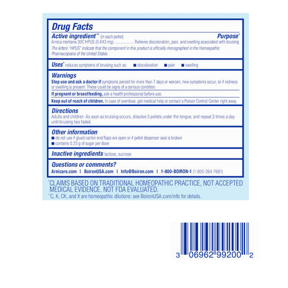 Boiron Arnica Bruise - Arnica Montana 30c for Relief of Pain, Swelling, and Discoloration from Bruises - 3 Count (240 Pellets) BoironBuy Supplements Australia