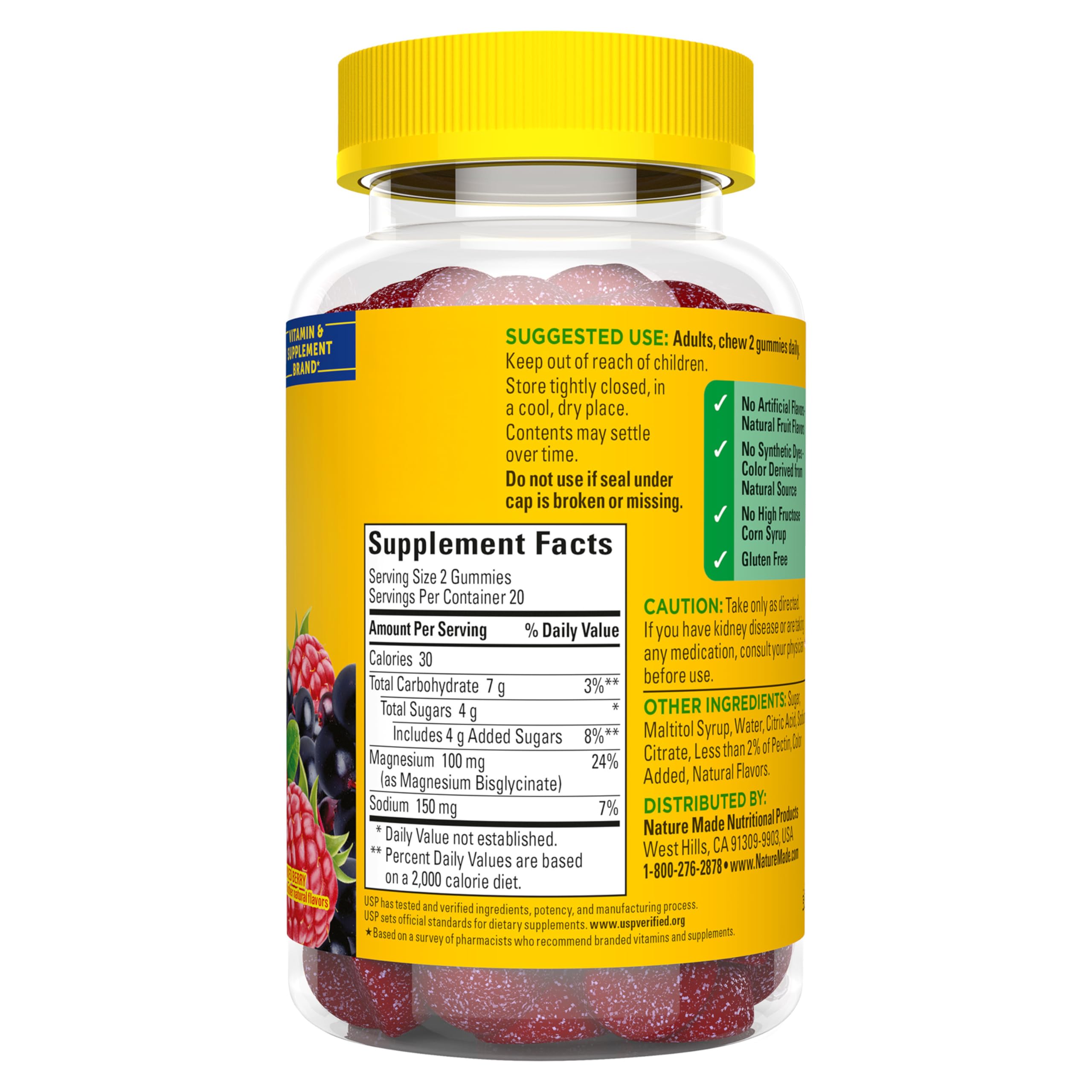 Nature Made High Absorption Magnesium Glycinate Gummies 100 mg per Serving, Muscle, Nerve, Bone and Heart Support, Magnesium Supplement, 40 Magnesium Gummies, 20 Day Supply Nature MadeBuy Supplements Australia