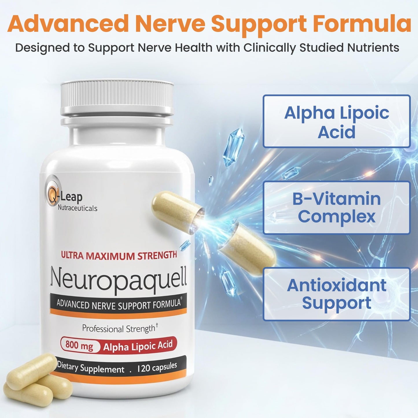 Platinum Health Alpha Lipoic Acid for Neuropathy Nerve Pain Support, Supplement, B Vitamins, L Arginine, All Natural Maximum Strength Neuropaquell for Discomfort in Feet, Hand, Toes,120 Capsules,800mg Platinum HealthBuy Supplements Australia