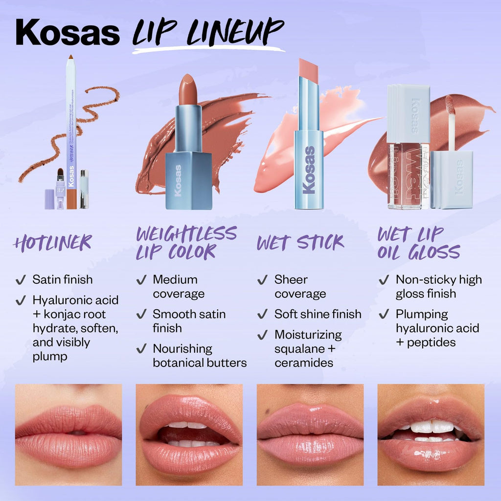 Kosas Wet Lip Oil Gloss - Hydrating Lip Plumping Treatment with Hyaluronic Acid & Peptides, Non-Sticky Finish (Unbuttoned) KosasBuy Supplements Australia