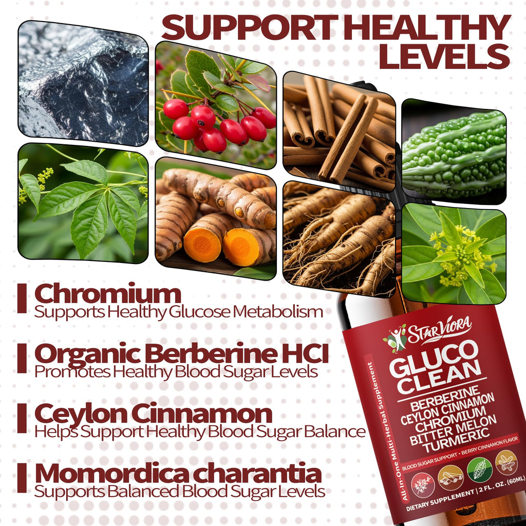StarViora Gluco Clean Sugar-Free Herbal Blend with Berberine & Chromium, Bitter Melon, Ginseng and Alpha Lipoic Acid for Daily Wellness StarVioraBuy Supplements Australia