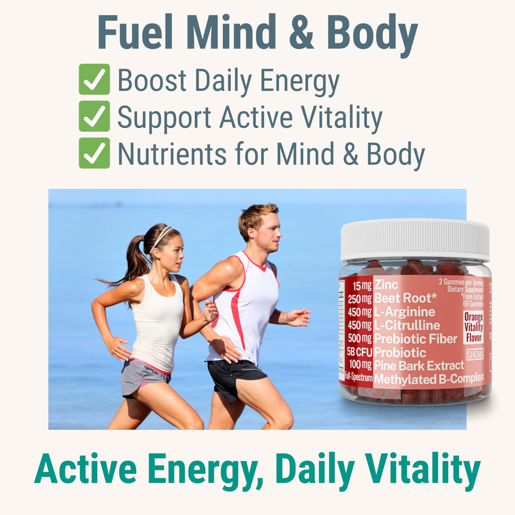 Pine Bark Extract L-Arginine L-Citrulline Beetroot Probiotic Fiber Methylated B Complex Zinc Gummies for Women Men Adults Kids w. Chicory Root Inulin 5-MTHF B6 P5P Powder Capsule Pill Supplement Alt SHIZAMBuy Supplements Australia
