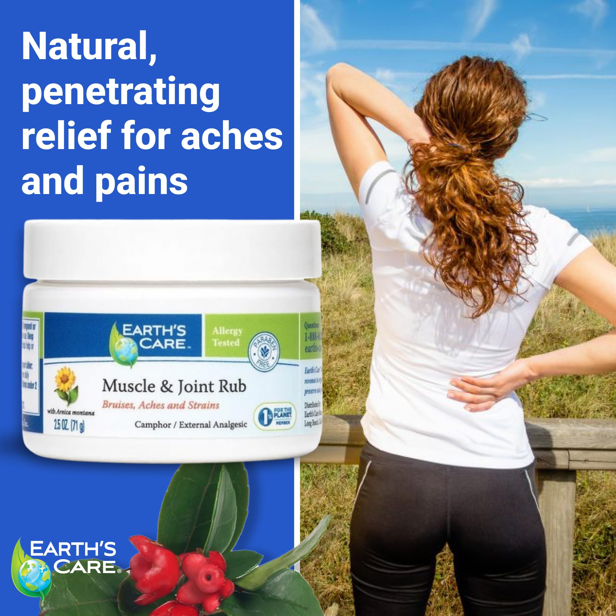 Earth's Care Muscle & Joint Rub - for Sore Muscles, Bruises, Aches and Strains - 2.5 OZ. Earth's CareBuy Supplements Australia