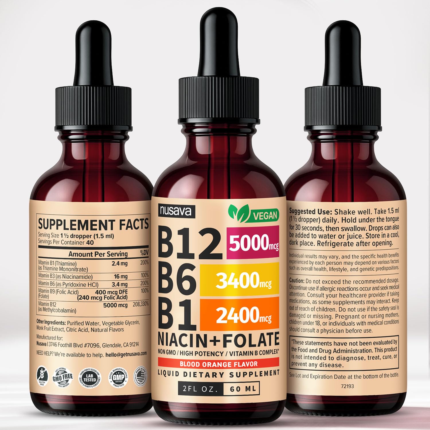 (2 Pack) Vitamin B12 and B6 Liquid Drops, B12 Sublingual Vitamin B Complex - B 12 Vitamin 5000mcg - B12 Methylcobalamin for Energy