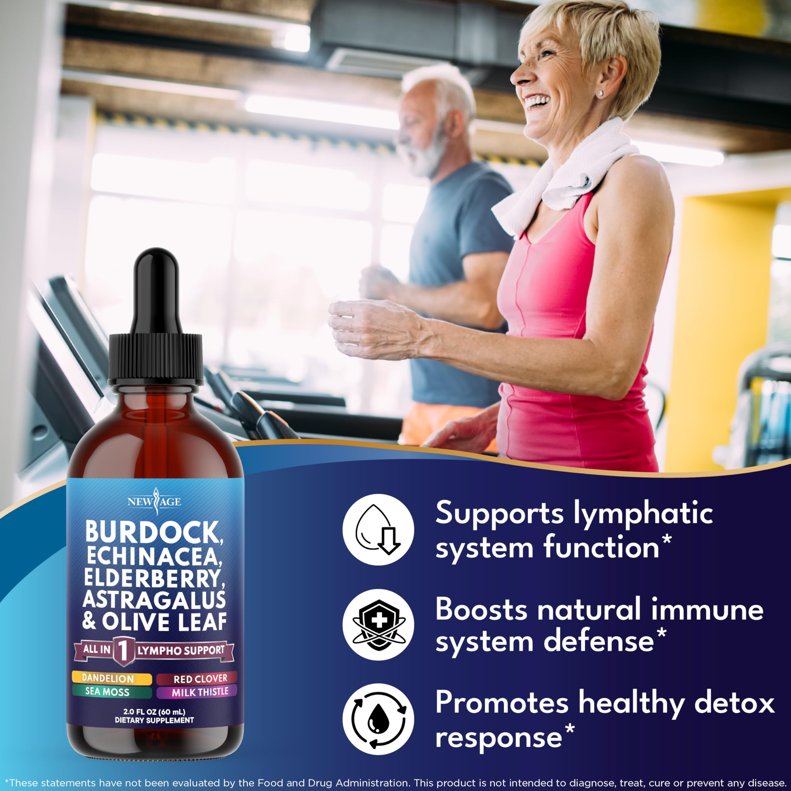 NEW AGE Lymphatic Drainage Supplement - Burdock Lymphatic Support Drops - Burdock Root, Mullein, Echinacea, Elderberry, Dandelion, Astragalus, Milk Thistle, Red Clover - 4 oz NEW AGE buy supplements Au