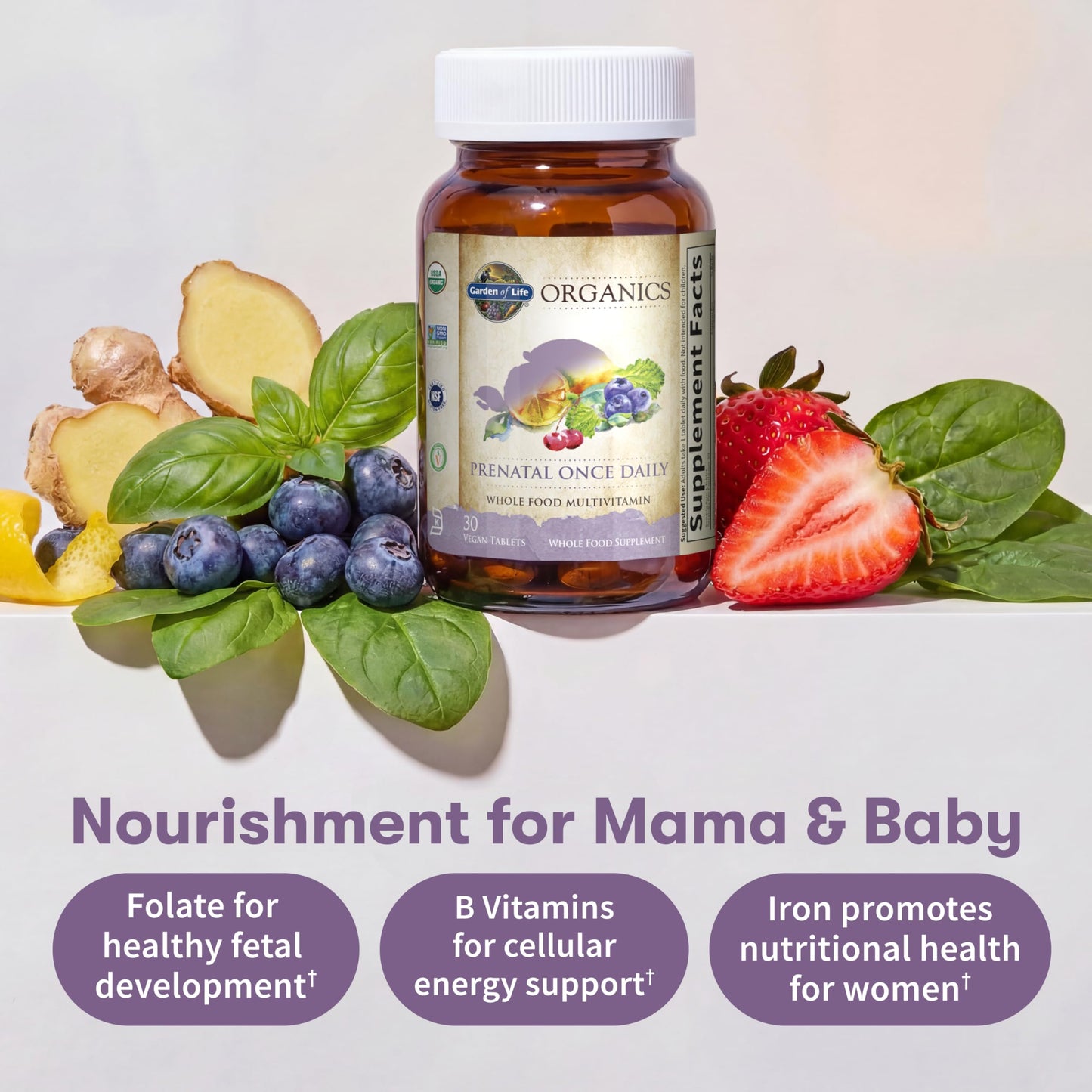 Garden of Life Organics Prenatal Vitamin: Folate for Energy & Healthy Fetal Development, Non-constipating Iron, Vitamin C, B6, B12, D3 – Organic, Non-GMO, Gluten-Free, Vegan, 30 Day Supply Garden of Life buy supplements Au