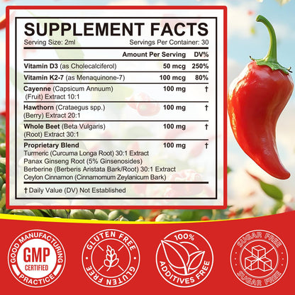 Cayenne Pepper Drops, Cayenne Pepper Extract with Herbal Blend - Includes Hawthorn, Beet Root & Turmeric (1Pack) WHLH & WELL-BEING buy supplements Au