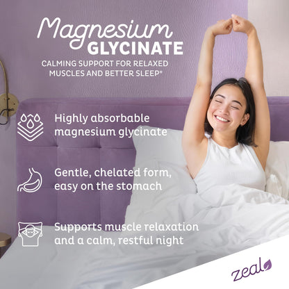 Zeal Naturals Triple Magnesium Complex Supplement - Glycinate, Malate, Citrate | 400mg, 180 Capsules | High Absorption Chelated Magnesium for Sleep, Mood, Muscle Recovery, Relaxation Zeal Naturals buy supplements Au