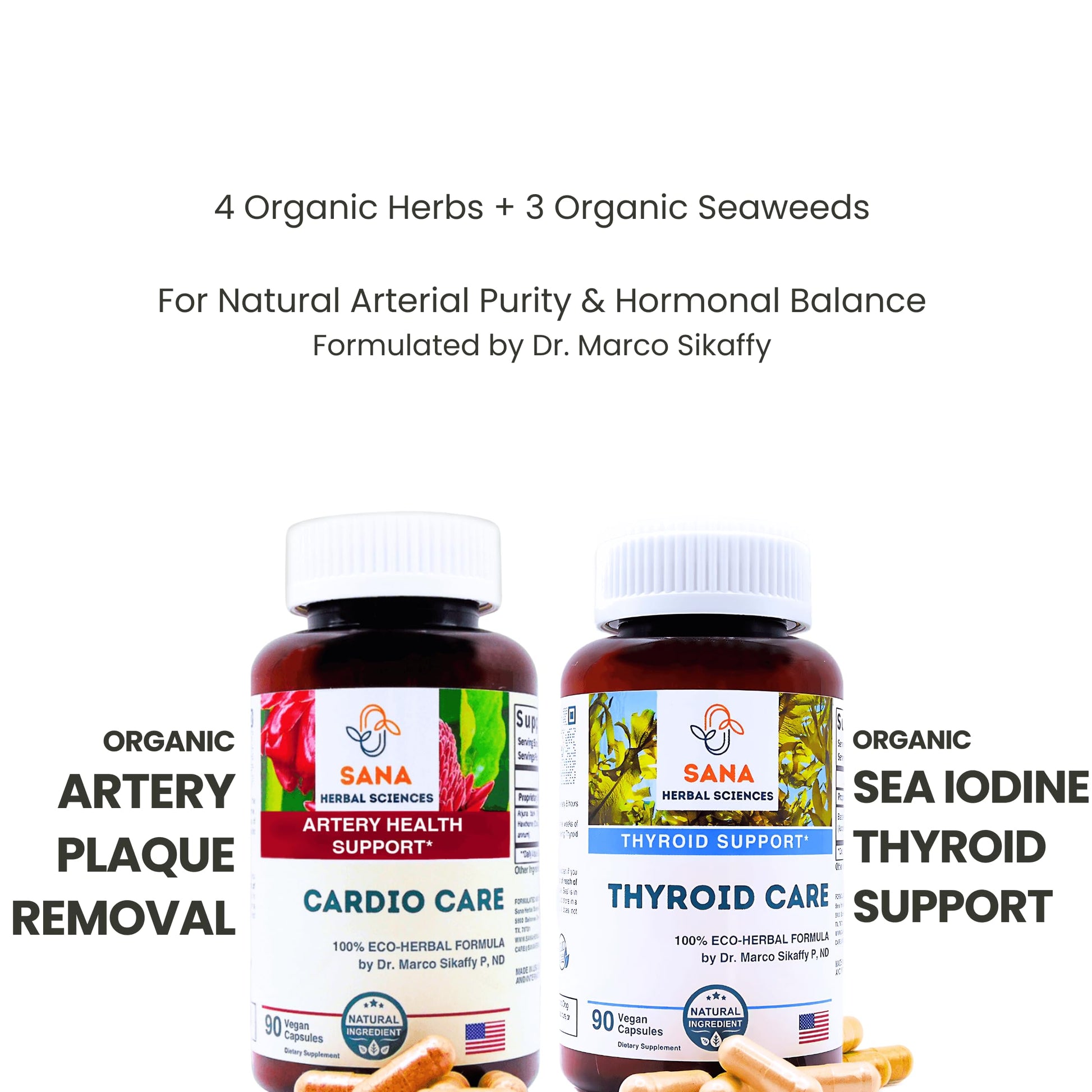 Sana Herbal Sciences Artery Plaque Removal & Sea Iodine Thyroid Support Organic Blends Sana Herbal Sciences buy supplements Au