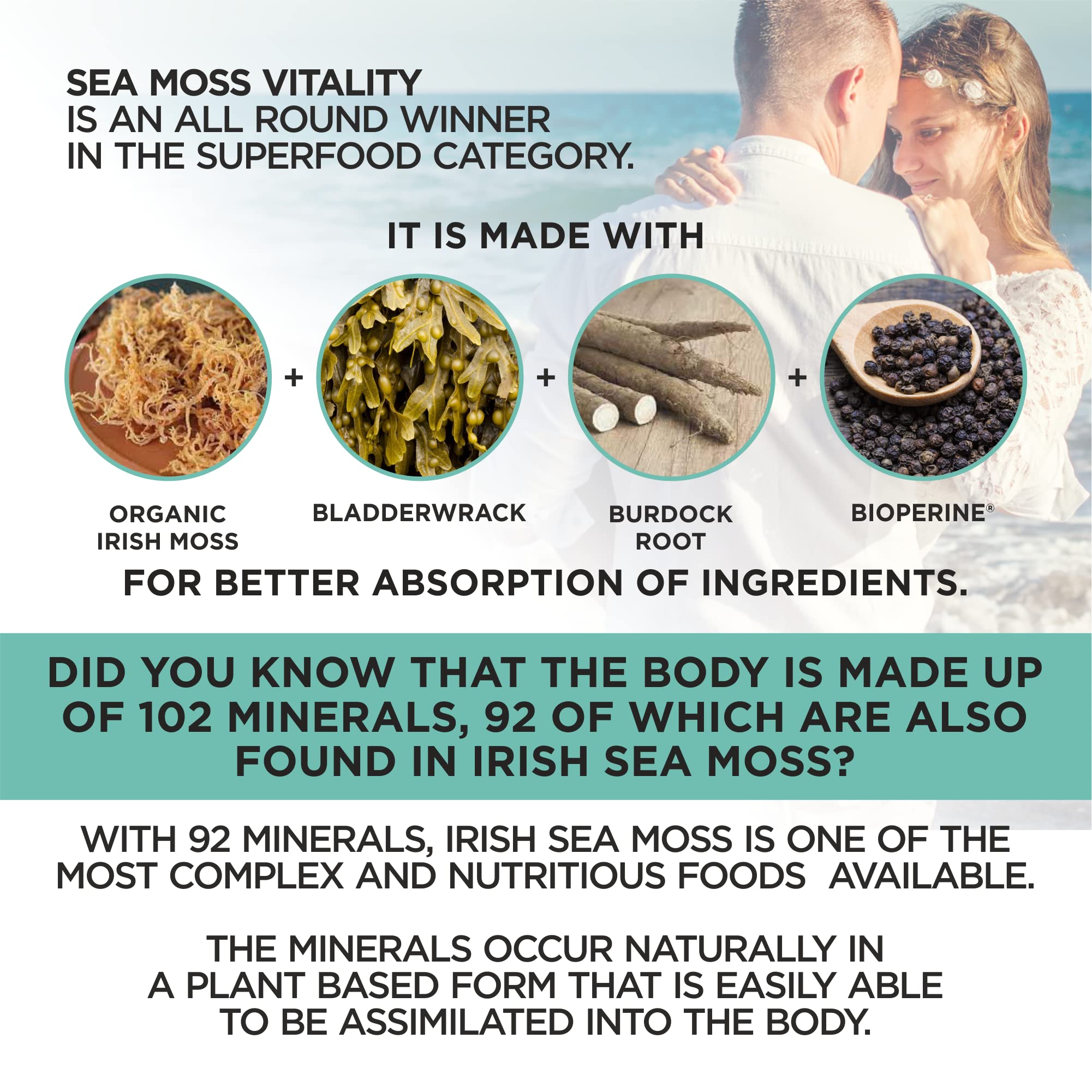 HerbaMe Organic Irish Sea Moss with Bladderwrack, Burdock Root & Black Pepper Extract, 150 Capsules, Thyroid Support, Natural Iodine Source, Promotes Immune System, Cell Food, Alkaline Supplement HerbaMeBuy Supplements Australia