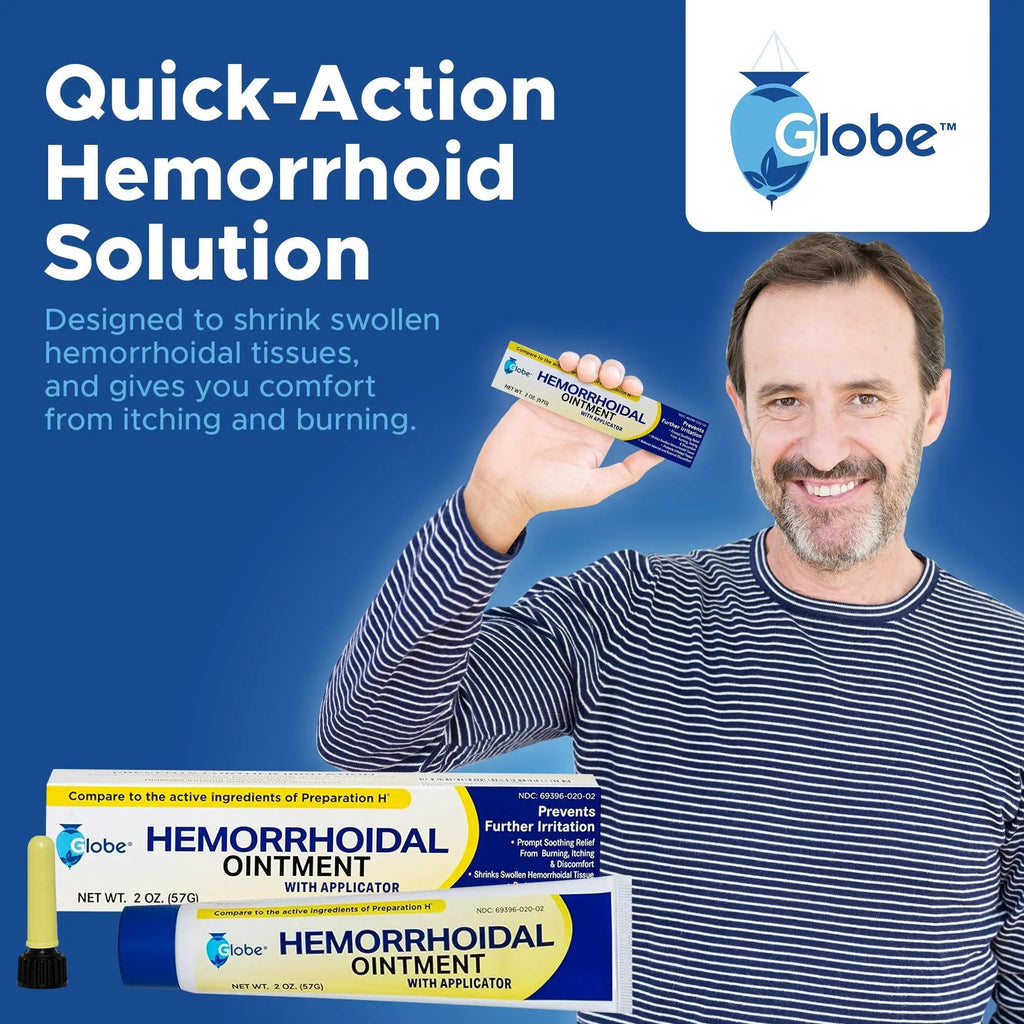 Globe Hemorrhoidal Ointment w/ Applicator, Phenylephrine HCl, Petrolatum Mineral Oil, Maximum Strength Formula for Burning, Discomfort & Itching, 2 oz Hemorrhoidal OintmentBuy Supplements Australia