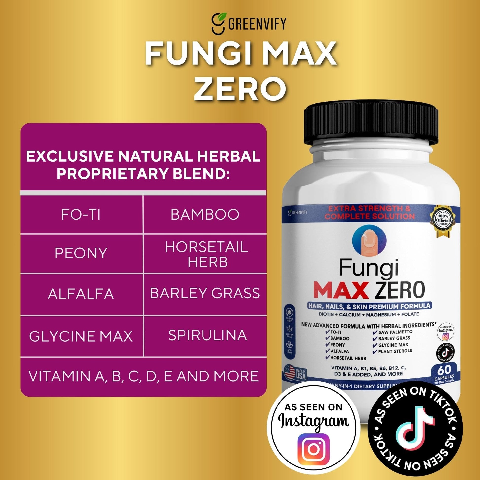 GREENVIFY Fungi Max Zero Hair, Nails & Skin Supplement. (1) GREENVIFY buy supplements Au