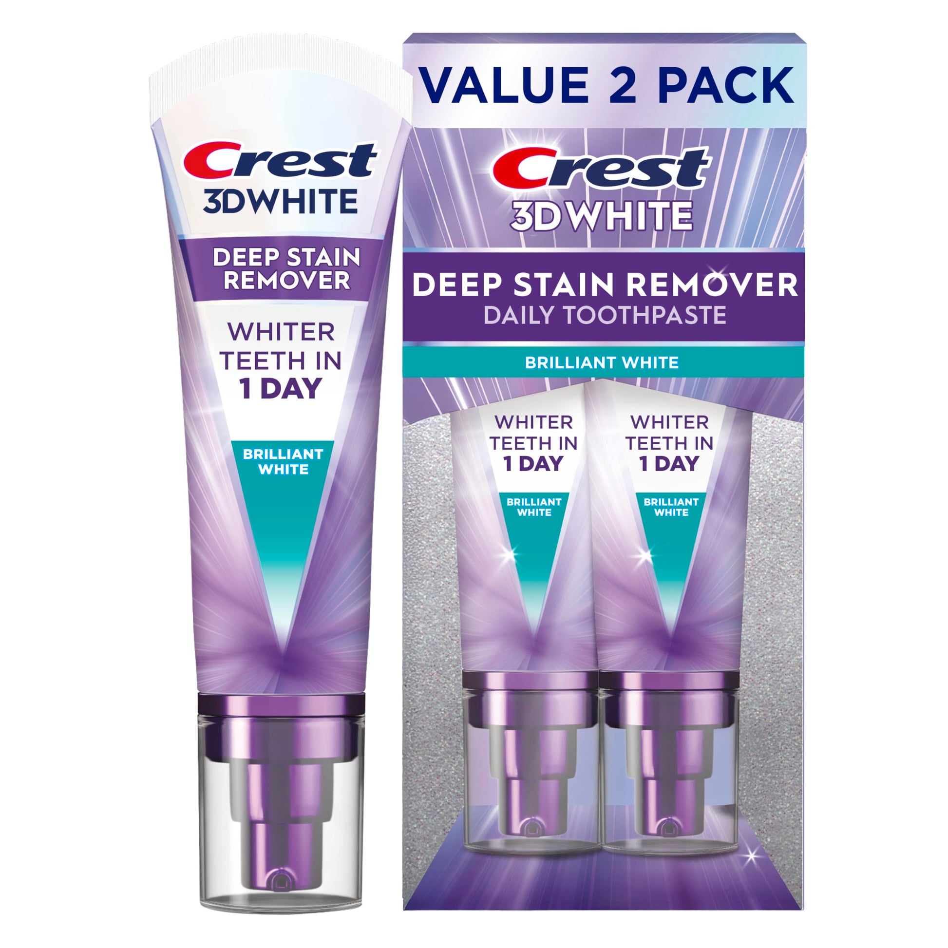 Crest 3DWhite Brilliance Deep Stain Remover Brilliant White Toothpaste - 3.1oz/2pk CrestBuy Supplements Australia