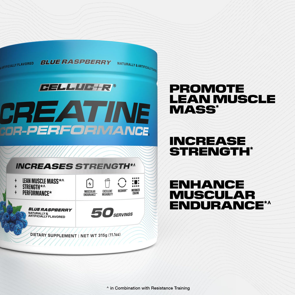 Cellucor Creatine Powder, Blue Raspberry Flavor - Increases Strength, Lean Muscle Mass & Endurance, Micronized Creatine for Fast Absorption