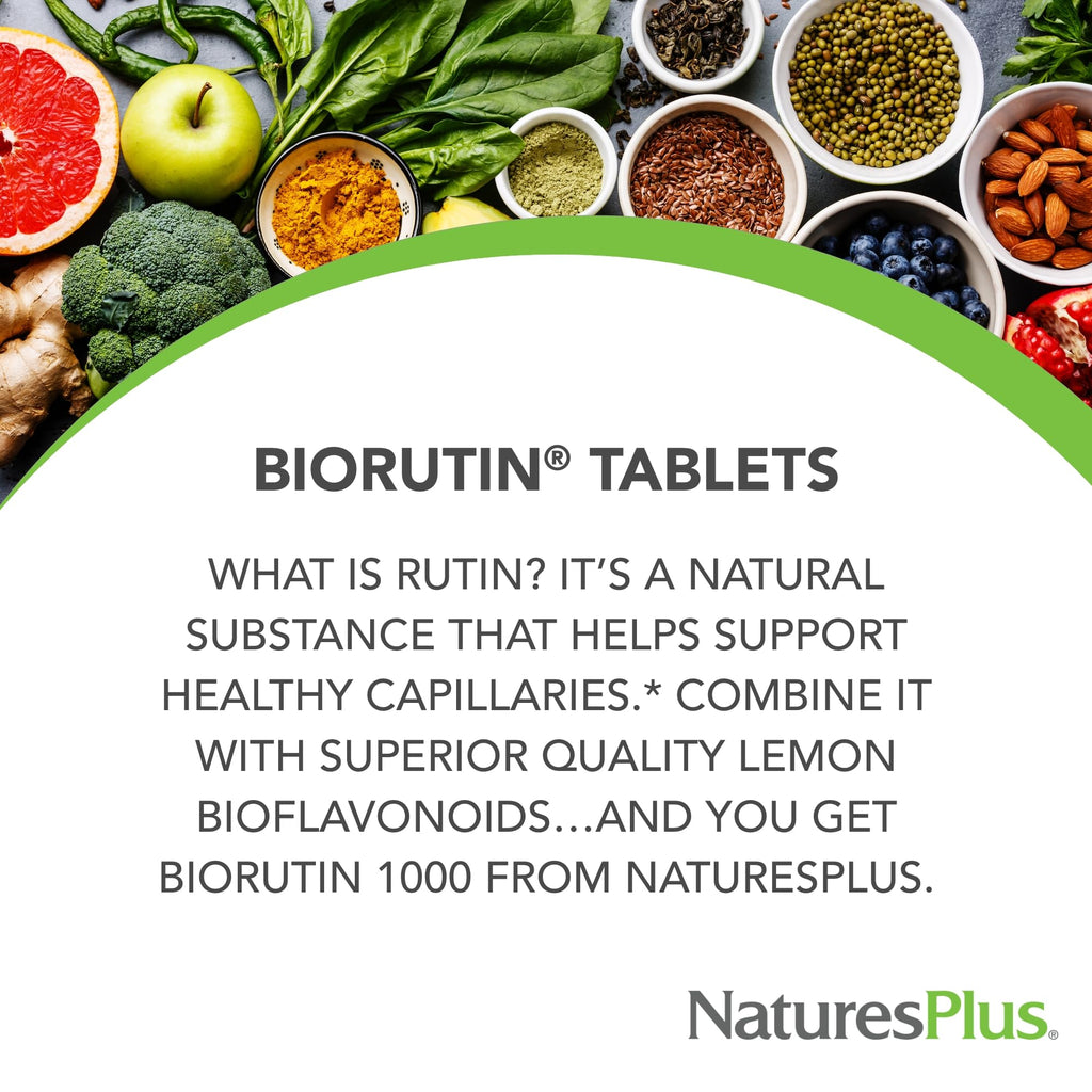 NaturesPlus Biorutin 1000 mg - 90 Tablets - Bioflavonoid & Rutin Complex - Supports Vascular Function & Circulation - Vegetarian, Gluten Free - 90 Servings NaturesPlusBuy Supplements Australia