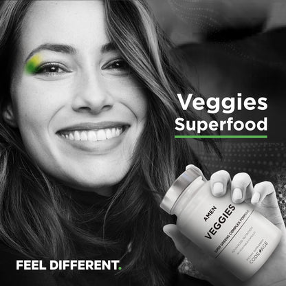 Amen Veggies, Daily Veggies Vitamins Supplement, Vegetables Vegan Blend & Whole-Food Raw Greens Multivitamin Capsules, Mushroom Complex, Superfood, Minerals, Green Vegetable Nutrients, Non-GMO, 90 ct AmenBuy Supplements Australia