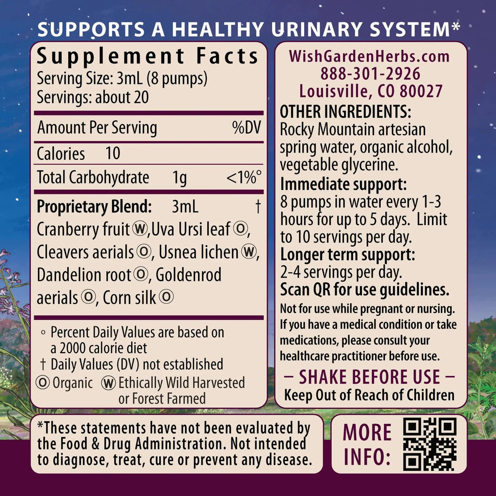 WishGarden Herbs Urinary Strength, Liquid Herbal Tincture, Cranberry, Uva Ursi & Usnea, Supports Urinary Tract Health, Eases Discomfort, Promotes Microbial Balance, 4oz WishGardenBuy Supplements Australia