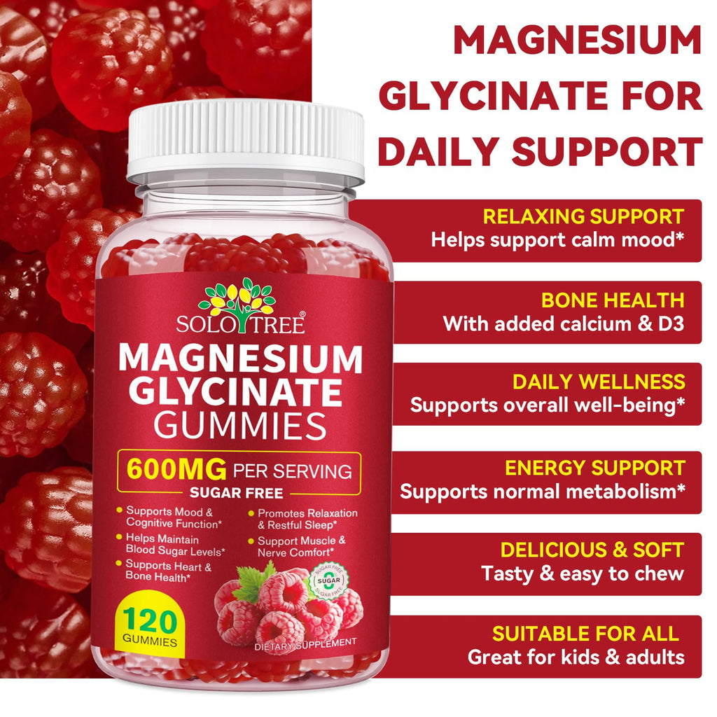 Magnesium Glycinate Gummies 600mg – Sugar-Free High Absorption Magnesium with L-Threonate, Supports Relaxation, Calm & Restful Sleep,