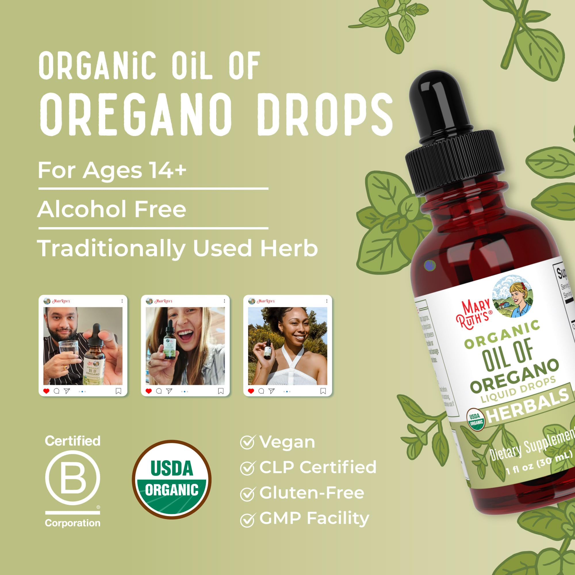 MaryRuth Organics Oregano Oil Drops | 6 Month Supply | USDA Organic Oil of Oregano Liquid | Herbal Blend for Immune Support | Digestive Health | Overall Health