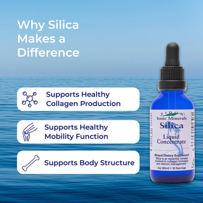 Eidon Liquid Silica Mineral Concentrate - Silica Supplement for Hair, Skin, and Nails, Supplement Drops to Support Collagen Production & Hair Loss