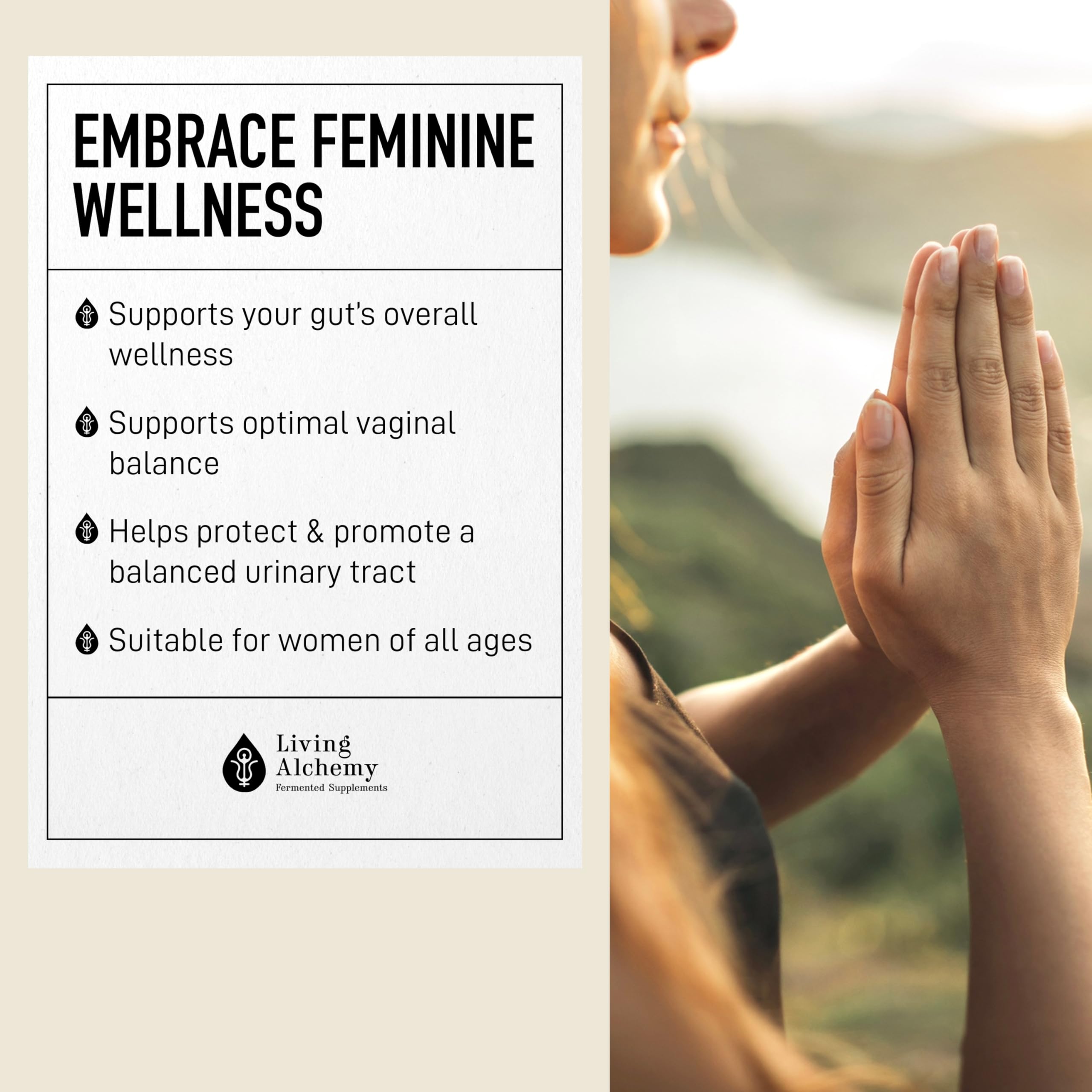 Living Alchemy Gut Health Supplements for Women - Your Flora Probiotics Women with Fermented Soybean, Cranberry Juice, Roselle, Prebiotics, Digestive Enzyme, & Probiotics - Vegan, Non-GMO, 60 Pcs