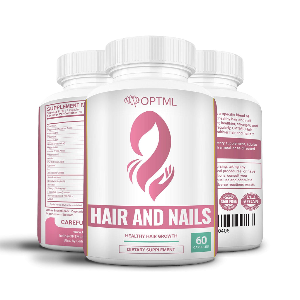 OPTML Hair and Nail Vitamins for Hair Growth and Thickness, Biotin-Infused Hair Pills, Hair Vitamins for Faster Hair Growth and Healthy Nails, for Women and Men, 60 Capsules OPTML buy supplements Au