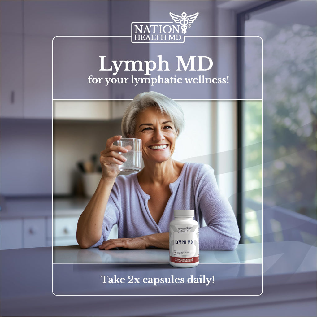 NATION HEALTH MD Lymph MD - Lymphatic Drainage Supplement - with Bromelain, Echinacea, Burdock Root, Dandelion, Rutin, Kelp & More - Lymph System Support for Women & Men - 60 Capsules NATION HEALTH MD buy supplements Au