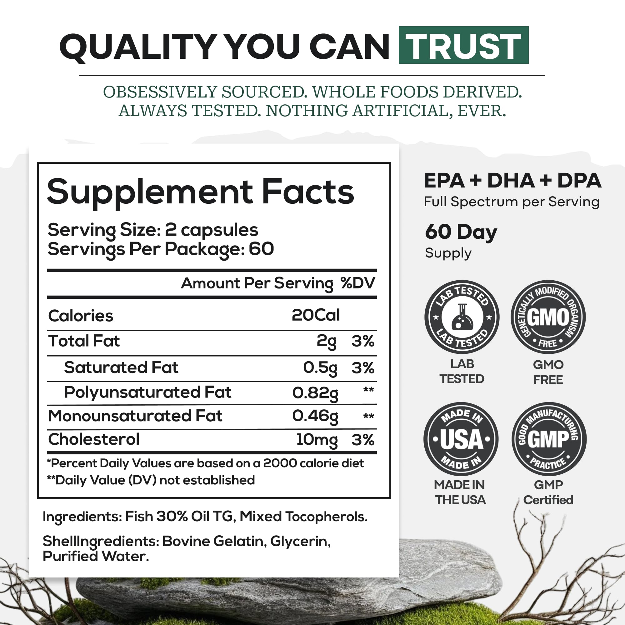 Wild Foods Omega 3 Fish Oil Supplement, 120 Capsules (1 pk) | Wild Caught, Burpless, Odorless, Non-GMO, Gluten Free | DPA, DHA, EPA Triple Strength Heart & Joint Nutrition for Women & Men Wild FoodsBuy Supplements Australia