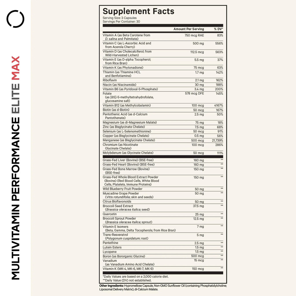 Codeage Multivitamin Performance Elite Max Supplement - Vitamins A, B6, B12, C, D, E, Vitamin K (MK-4, MK-6, MK-7, MK-9), Essential Minerals Codeage