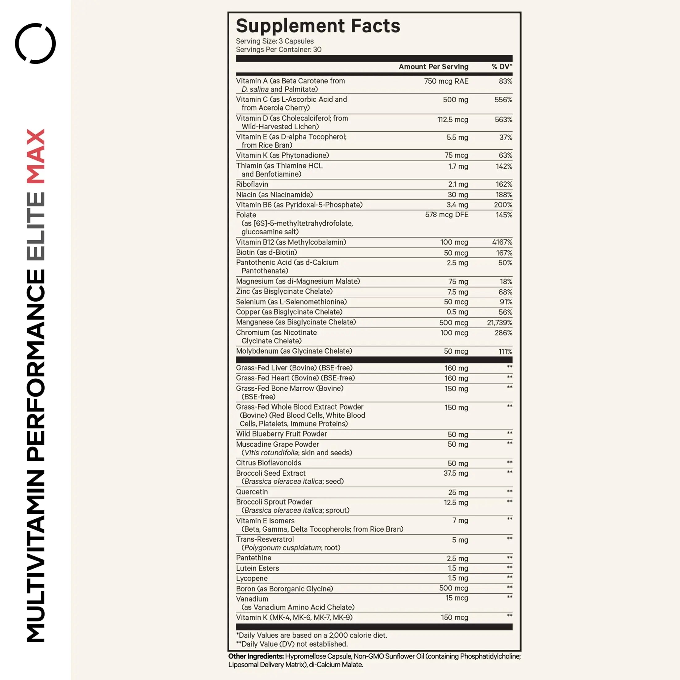 Codeage Multivitamin Performance Elite Max Supplement - Vitamins A, B6, B12, C, D, E, Vitamin K (MK-4, MK-6, MK-7, MK-9), Essential Minerals Codeage