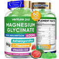 60 Day Supply Magnesium Glycinate 400mg Gummies with Ashwagandha, L-Theanine, CoQ10, Vitamin D3 & B6, Sugar Free Magnesium Gummies for Adults & Kids, Stress Relief, Sleep & Calm, Vegan, Gluten Free Venture PalBuy Supplements Australia